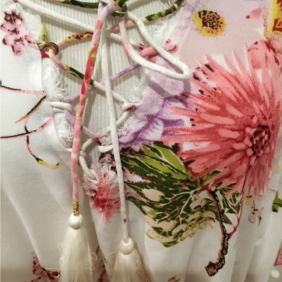 FUN Z&L SUMMERY PONCHO TOP W/ CUTE FRINGE SZ S/M - Picture 4 of 16